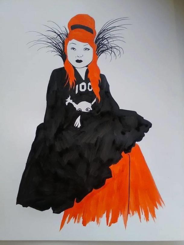 sue7, drawing by artist Donald Urquhart, of Princess Julia, who posed for the life-drawing sessions on Isolation Station Hastings